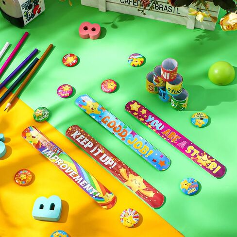 60 Pcs Star Student Rewards 30 Star Slap Bracelets 30 Motivational Button Pins Inspirational Prizes Recognition Awards Classroom Gifts Student Prize for School Classroom Teacher Supplies in Saudi Arabia