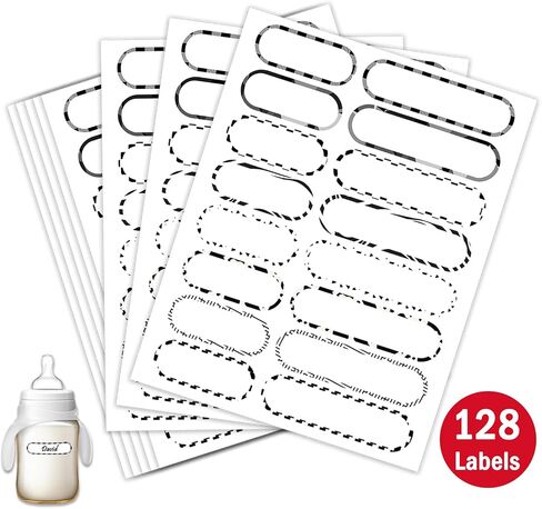 128 PCS Waterproof Bottle Labels, Write-On Kids Name Labels, Self-Laminating Self-Adhesive Bottle Strickers for Daycare School in Saudi Arabia