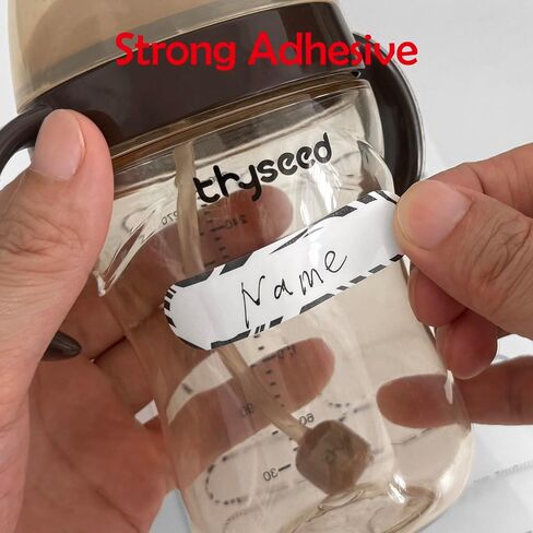 128 PCS Waterproof Bottle Labels, Write-On Kids Name Labels, Self-Laminating Self-Adhesive Bottle Strickers for Daycare School in Saudi Arabia