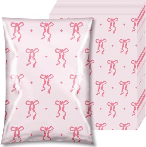 Faccito 150 PCS Poly Mailer 14.5x19 أقواس وردية الشحن أكياس الشحن الثقيلة مختومة مراسلات Coquett in Saudi Arabia