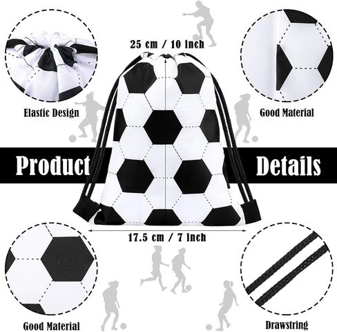 Shappy 24 Pieces Small Sport Drawstring Bags Candy Bag Sport Party Drawstring Goodie Favor Bags Supplies Gifts for Sports Party (Soccer, 6.9x9.8 Inch) in Saudi Arabia