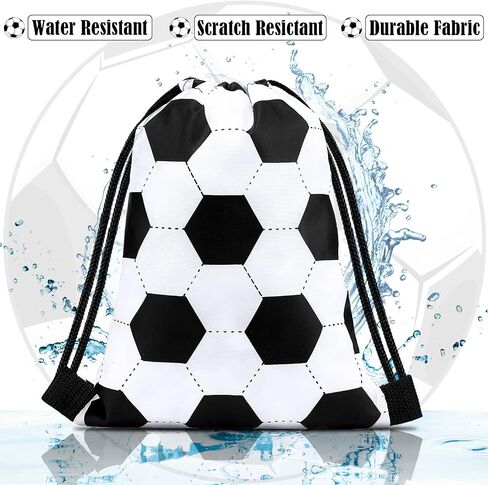 Shappy 24 Pieces Small Sport Drawstring Bags Candy Bag Sport Party Drawstring Goodie Favor Bags Supplies Gifts for Sports Party (Soccer, 6.9x9.8 Inch) in Saudi Arabia