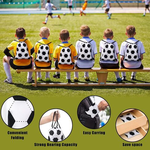 Shappy 24 Pieces Small Sport Drawstring Bags Candy Bag Sport Party Drawstring Goodie Favor Bags Supplies Gifts for Sports Party (Soccer, 6.9x9.8 Inch) in Saudi Arabia