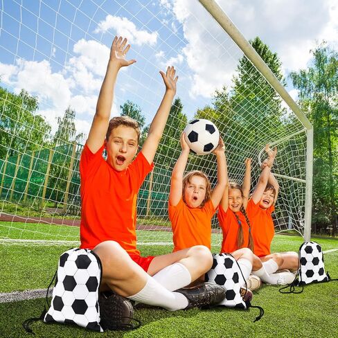 Shappy 24 Pieces Small Sport Drawstring Bags Candy Bag Sport Party Drawstring Goodie Favor Bags Supplies Gifts for Sports Party (Soccer, 6.9x9.8 Inch) in Saudi Arabia