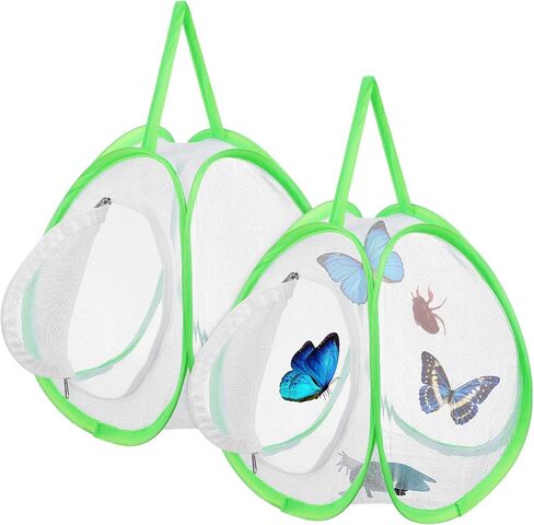 Toyvian 2 Pcs Butterfly Cage Hatching Kit Caterpillars for Butterflies Kit Butterfly Enclosure Insect Square Green Cage Small Outdoor Mesh Bucket, 13.95X8.06X7.47 inches in Saudi Arabia