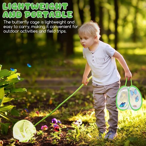 Toyvian 2 Pcs Butterfly Cage Hatching Kit Caterpillars for Butterflies Kit Butterfly Enclosure Insect Square Green Cage Small Outdoor Mesh Bucket, 13.95X8.06X7.47 inches in Saudi Arabia