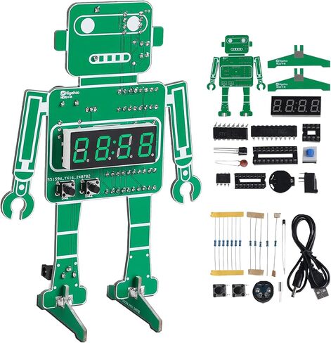 MiOYOOW 4-Digit Robot Alarm Clock Kit, DIY Robotic Digital Clock Soldering Practice Kit with Temperature Display, STEM Circuit Board Learning Kit for School Education and Home Office Use in Saudi Arabia