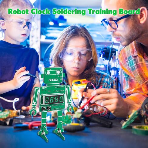 MiOYOOW 4-Digit Robot Alarm Clock Kit, DIY Robotic Digital Clock Soldering Practice Kit with Temperature Display, STEM Circuit Board Learning Kit for School Education and Home Office Use in Saudi Arabia