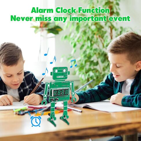 MiOYOOW 4-Digit Robot Alarm Clock Kit, DIY Robotic Digital Clock Soldering Practice Kit with Temperature Display, STEM Circuit Board Learning Kit for School Education and Home Office Use in Saudi Arabia