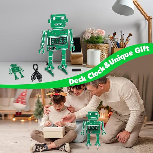 MiOYOOW 4-Digit Robot Alarm Clock Kit, DIY Robotic Digital Clock Soldering Practice Kit with Temperature Display, STEM Circuit Board Learning Kit for School Education and Home Office Use in Saudi Arabia
