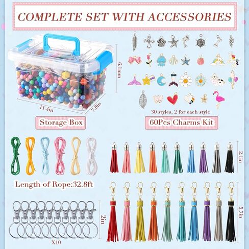 Hotop 342 Pcs Silicone Beads for Keychain Making Kit, 12mm15mm Round 14mm17mm Polygonal Silicone Beads Bulk, Rubber Beads for Keychain DIY Necklace Bracelet Jewelry Making Supplies in Saudi Arabia