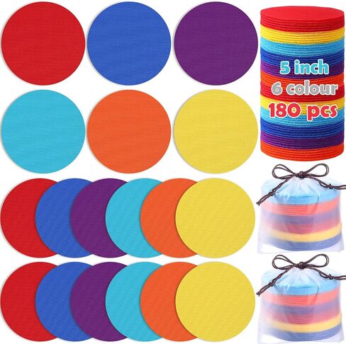 Epakh 180 PCS Multicolor 5 بوصة سجاد نقاط العلامات لدائرة الفصول الدراسية بقعة 6 نقاط قابلة للإزالة قابلة للإزالة للفصول الدراسية لمدرسة مرحلة ما قبل المدرسة لمستلزمات مدرس (نابض بالحياة) in Saudi Arabia
