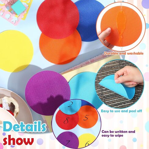 Epakh 180 PCS Multicolor 5 بوصة سجاد نقاط العلامات لدائرة الفصول الدراسية بقعة 6 نقاط قابلة للإزالة قابلة للإزالة للفصول الدراسية لمدرسة مرحلة ما قبل المدرسة لمستلزمات مدرس (نابض بالحياة) in Saudi Arabia