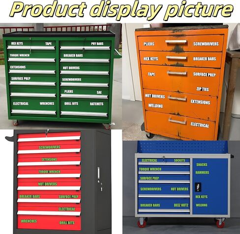Glow in The Dark Magnetic Toolbox Labels – Flat Reusable Tool Drawer Tags for Garage Organization, Fluorescent Green & White, Easy to Read (Green) in Saudi Arabia