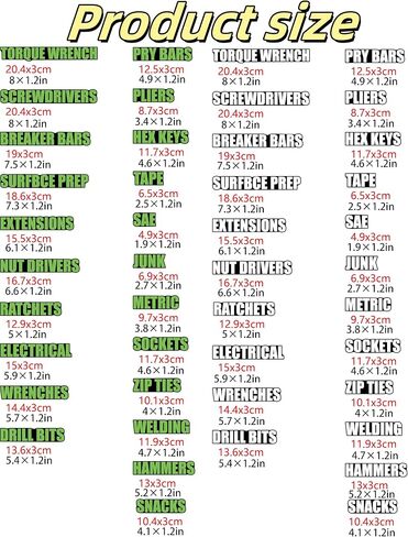 Glow in The Dark Magnetic Toolbox Labels – Flat Reusable Tool Drawer Tags for Garage Organization, Fluorescent Green & White, Easy to Read (Green) in Saudi Arabia