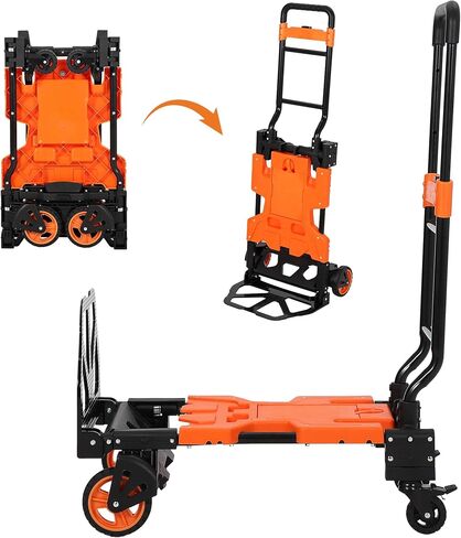 Garveehome 2-in-1 شاحنة يدوية قابلة للطي مع سلة قابلة للطي ، عربة دوللي 330 رطل مع حبل 2 Bungee ، عربة يد قابلة للتحويل مع 4 عجلات ومقبض قابل للسحب للأمتعة والسفر والتحرك والمكتب in Kuwait