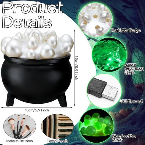 Halloween Witches Cauldron Pen حامل توهج في الساحرة المظلمة Cauldron Pot Makeup Pency حامل قلم رصاص للمكتب القوطي ديكور Halloween Desk Organizer للهدايا العصبية in Saudi Arabia