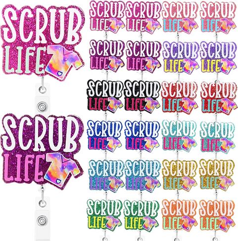 24 PCS SCRUB LIFE BEADGE BEELS BUNK FULLAY COLLUTULAL BADGE MOVENTORS CLIP قابلة للسحب in Kuwait