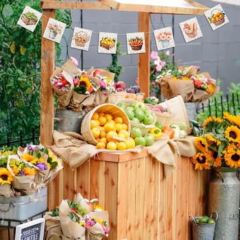 Locally Grown Banner - Farmer's Market Baby Shower Party Green Triangle Pennant Garland,Fruit Vegetables Birthday Banner for Boys or Girls,Gardener Themed Gender Reveal Party Supplies in Saudi Arabia