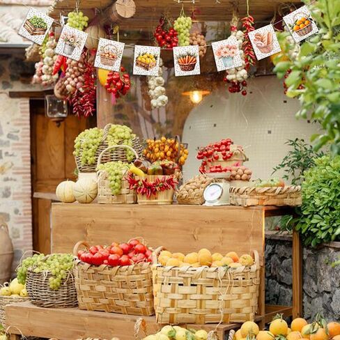 Locally Grown Banner - Farmer's Market Baby Shower Party Green Triangle Pennant Garland,Fruit Vegetables Birthday Banner for Boys or Girls,Gardener Themed Gender Reveal Party Supplies in Saudi Arabia