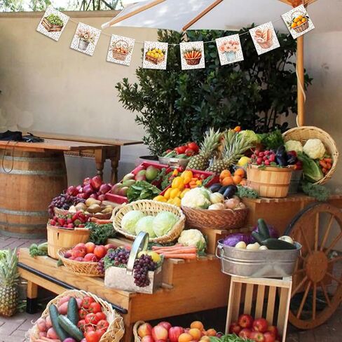 Locally Grown Banner - Farmer's Market Baby Shower Party Green Triangle Pennant Garland,Fruit Vegetables Birthday Banner for Boys or Girls,Gardener Themed Gender Reveal Party Supplies in Saudi Arabia