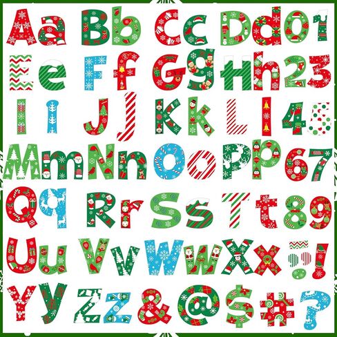 216 Pcs Christmas Bulletin Board Decoration Xmas Letters Numbers Alphabet Paper Cutouts Punctuation Symbols Combo Set Candy Christmas Classroom Decor for School Chalkboard Wall Decor in Saudi Arabia