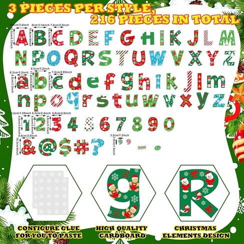 216 Pcs Christmas Bulletin Board Decoration Xmas Letters Numbers Alphabet Paper Cutouts Punctuation Symbols Combo Set Candy Christmas Classroom Decor for School Chalkboard Wall Decor in Saudi Arabia