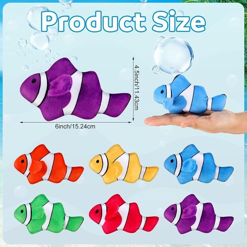 24 Pcs Plush Clown Fish Toys, 6 Inch Loach Fish Stuffed Animal Plushies Sealife Stuffed Toy Gift Bag Fillers for VBS Vacation Bible School Birthday Party Supplies in Saudi Arabia