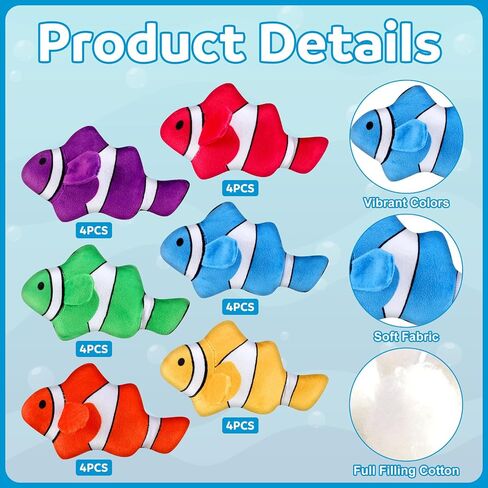 24 Pcs Plush Clown Fish Toys, 6 Inch Loach Fish Stuffed Animal Plushies Sealife Stuffed Toy Gift Bag Fillers for VBS Vacation Bible School Birthday Party Supplies in Saudi Arabia