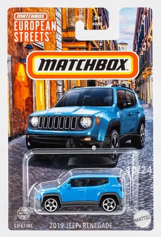 Matchbox European Streets 2019 Jeep Renegade Blue 10/24 1:64 Scale ، Die-Cast in Kuwait