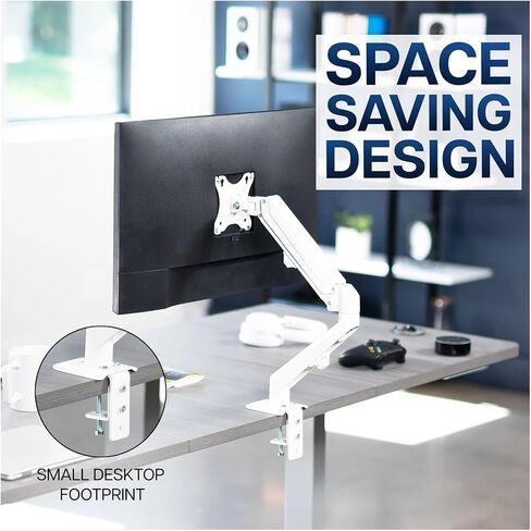 White Single Monitor Balanced Desk Stand | Fits Screens 17 to 27 Inches in Saudi Arabia