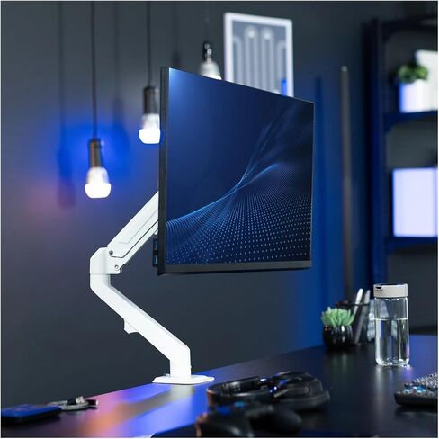 White Single Monitor Balanced Desk Stand | Fits Screens 17 to 27 Inches in Saudi Arabia