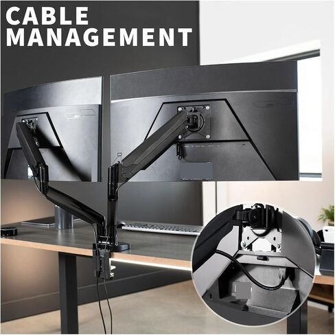 Dual Extra Wide 35" Monitor Stand Desk Mount with Pneumatic Spring Arms - in Saudi Arabia