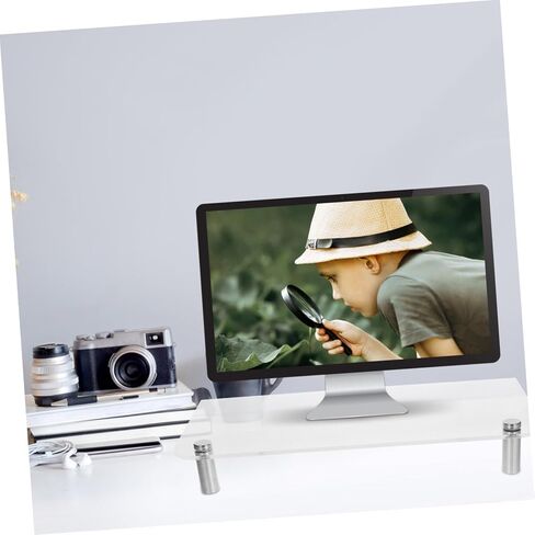 Gatuida Acrylic Monitor Stand with Stainless Steel Legs Desk Riser for Laptop and Screen Elevation Space-saving Desktop Organizer for Office Workstation in Saudi Arabia