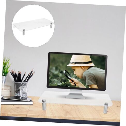 Gatuida Acrylic Monitor Stand with Stainless Steel Legs Desk Riser for Laptop and Screen Elevation Space-saving Desktop Organizer for Office Workstation in Saudi Arabia