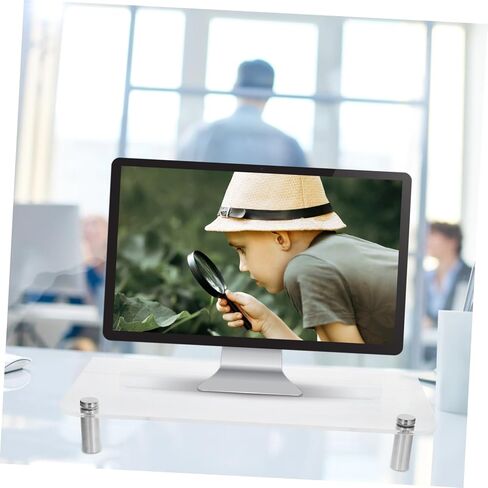 Gatuida Acrylic Monitor Stand with Stainless Steel Legs Desk Riser for Laptop and Screen Elevation Space-saving Desktop Organizer for Office Workstation in Saudi Arabia