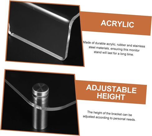 Gatuida Acrylic Monitor Stand with Stainless Steel Legs Desk Riser for Laptop and Screen Elevation Space-saving Desktop Organizer for Office Workstation in Saudi Arabia