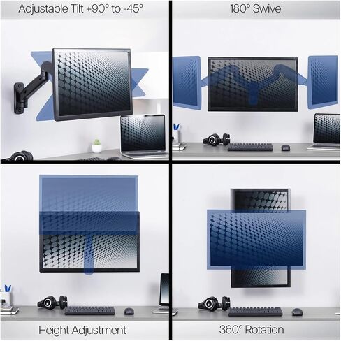 Pneumatic Spring Arm, 17 to 32 Inch Computer Monitor Wall Mount - in Saudi Arabia