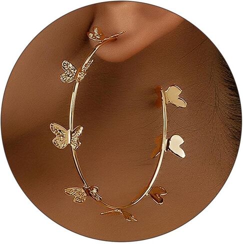 Silver Hoop Earrings Butterfly Hoop Earrings Silver Open Needle Earrings Lightweight Rhinestone Earrings for Girls in Saudi Arabia