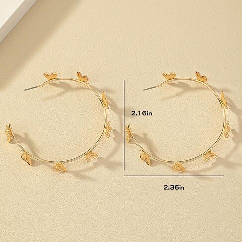 Silver Hoop Earrings Butterfly Hoop Earrings Silver Open Needle Earrings Lightweight Rhinestone Earrings for Girls in Saudi Arabia
