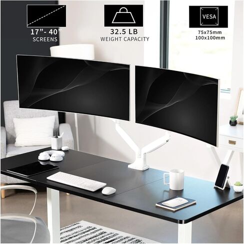 White Dual Wide Wide 40 in Computer Monitor Mount in Saudi Arabia