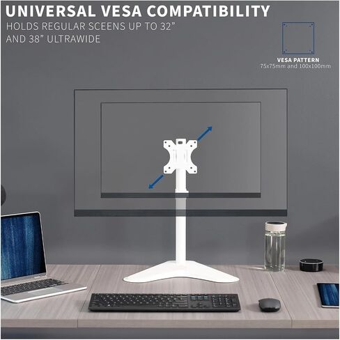 White Single LCD Screen Adjustable Desk Stand, Fits 1 Screen - in Saudi Arabia