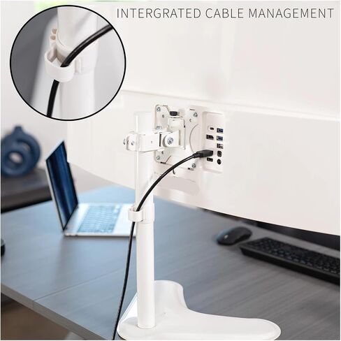White Single LCD Screen Adjustable Desk Stand, Fits 1 Screen - in Saudi Arabia