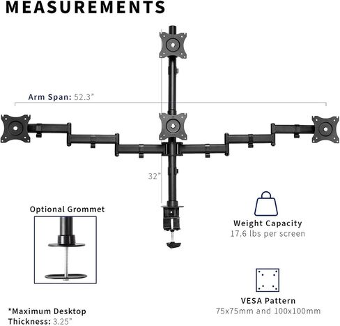 Quad Heavy Duty Monitor Stand Desktop Mount 3+1, can Hold 24-inch Computer Screen - in Saudi Arabia