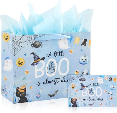 Gueevin Halloween Baby Shower Party Gifts A Boot Little Boo Cons تقريبًا بسبب أكياس استحمام الطفل مع البطاقة والورق الورقي-أو تكشف الجنس مع الإمدادات (Pink) in Saudi Arabia