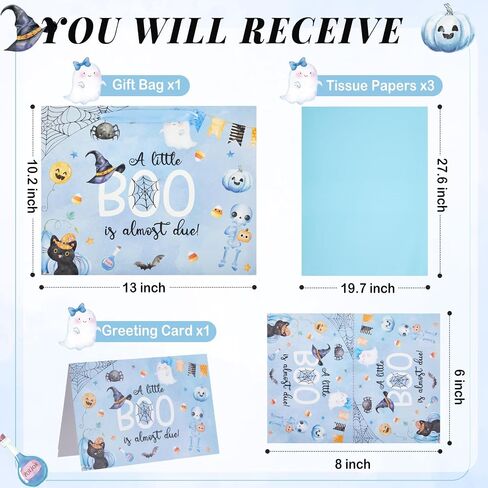 Gueevin Halloween Baby Shower Party Gifts A Boot Little Boo Cons تقريبًا بسبب أكياس استحمام الطفل مع البطاقة والورق الورقي-أو تكشف الجنس مع الإمدادات (Pink) in Saudi Arabia