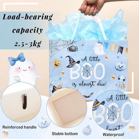 Gueevin Halloween Baby Shower Party Gifts A Boot Little Boo Cons تقريبًا بسبب أكياس استحمام الطفل مع البطاقة والورق الورقي-أو تكشف الجنس مع الإمدادات (Pink) in Saudi Arabia