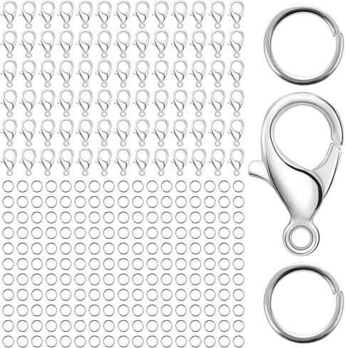 300 Pcs Lobster Claw Clasps Sets, Stainless Steel Jump Rings, Small Metal Jewelry Lobsters Closures Clasps, Removable Lobster Jump Rings for Making Jewelry Necklace Bracelet DIY Accessories, Silver in Kuwait