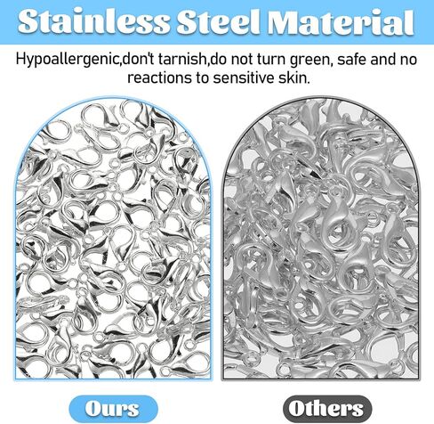 300 Pcs Lobster Claw Clasps Sets, Stainless Steel Jump Rings, Small Metal Jewelry Lobsters Closures Clasps, Removable Lobster Jump Rings for Making Jewelry Necklace Bracelet DIY Accessories, Silver in Kuwait