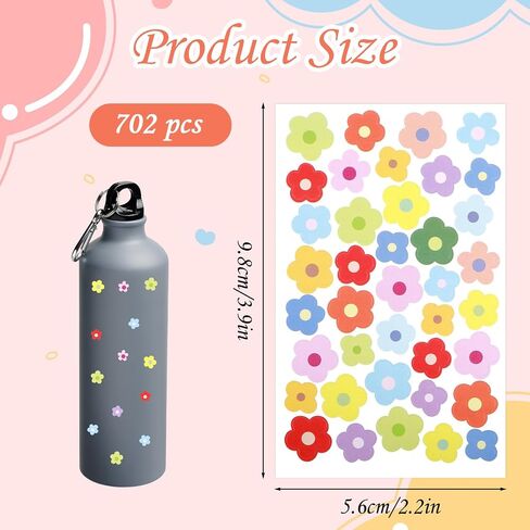702 PCS ملصقات زهرة صغيرة ، 18 ورقة ملصقات زهرة زهرة لطيفة للحرف DIY ، سكرابوكينغ ، ملصق زهور مصغرة لزجاجة الماء ، الكمبيوتر المحمول ، حالة الهاتف المحمول وحرف الفنون in Saudi Arabia